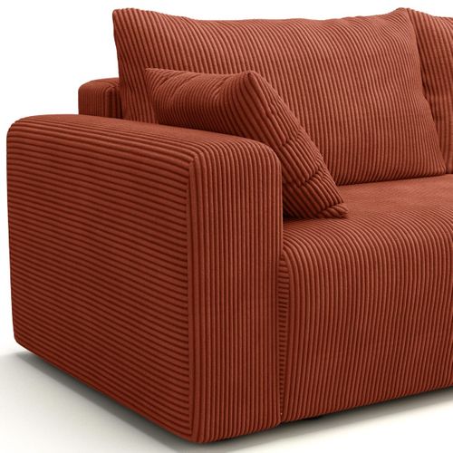 Canapé Convertible 3 Places En Velours Côtelé Rouille - Fjord