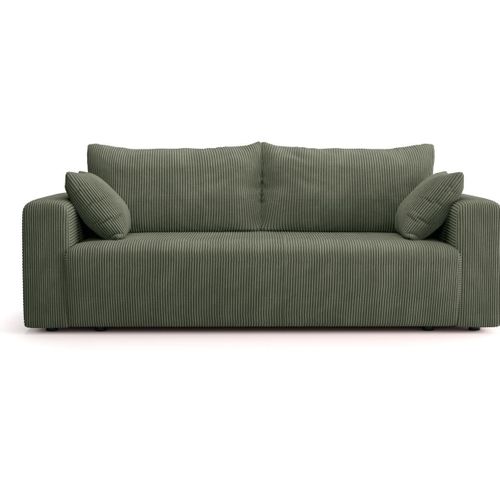 Canapé Convertible 3 Places En Velours Côtelé Vert Kaki - Fjord
