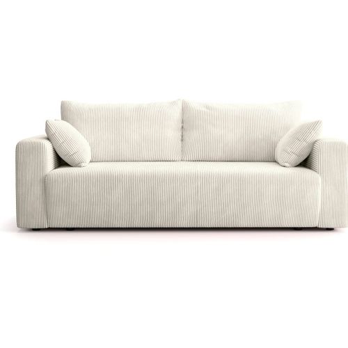 Canapé Convertible 3 Places En Velours Côtelé Beige - Fjord