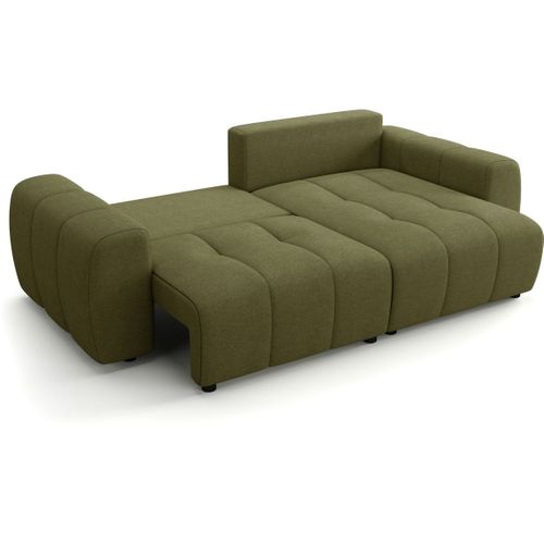 Canapé D'angle Réversible Convertible 4 Places En Tissu Chenille Vert Olive - Alba
