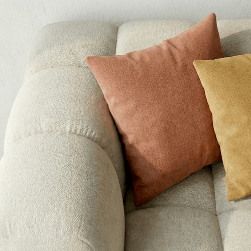 Canapé Droit 3 Places En Tissu Chenille Beige - Nuvola