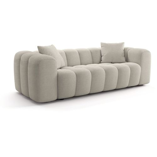 Canapé Droit 3 Places En Tissu Chenille Beige - Nuvola