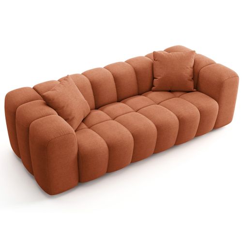 Canapé Droit 3 Places En Tissu Chenille Terracotta - Nuvola