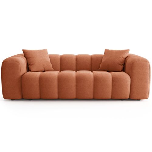 Canapé Droit 3 Places En Tissu Chenille Terracotta - Nuvola