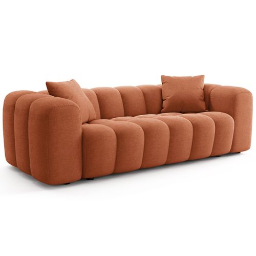 Canapé Droit 3 Places En Tissu Chenille Terracotta - Nuvola