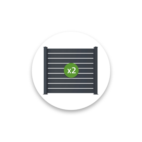 Lot De 2 Clôtures Aluminium Vogel 1,9m H.170cm Gris Anthracite - Kit Complet