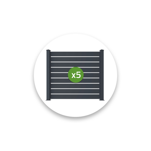 Lot De 5 Clôtures Aluminium Vogel 1,9m H.170cm Gris Anthracite - Kit Complet