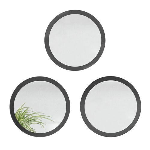 Ensemble De 3 Miroirs 50 Cm Noir Mat