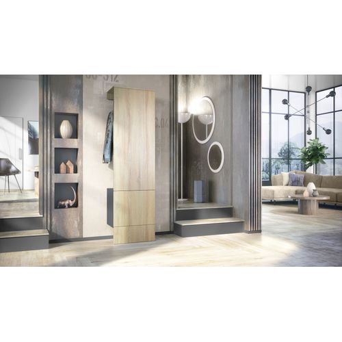 Vestiaire Gris Et Aspect Chêne  (lxhxp) : 52 X 193 X 35