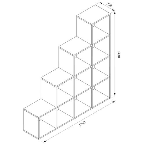 Étagère Escalier 10 Cases Aspect Béton 142,5 X 140 X 29 Cm (lxhxp)