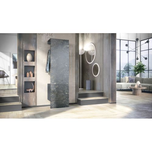 Vestiaire Gris Et Aspect  Marbre Graphite   (lxhxp) : 52 X 193 X 35