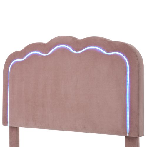 Lit Enfant 90 X 200cm Avec Tête De Lit Réglable En Hauteur LED