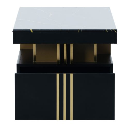 Table Basse Rectangulaire Moderne Avec Plateau Et 2 Tiroirs En Bois