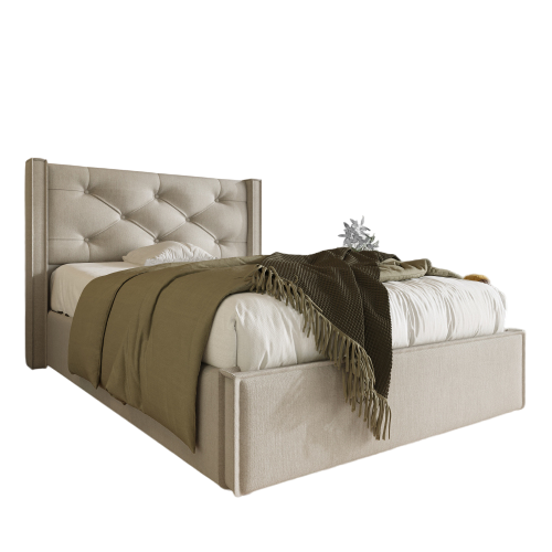 Lit Simple Rembourré Avec Coffre Hydraulique Et Sommier à Lattes 90x200 En Métal, En Coton Gris