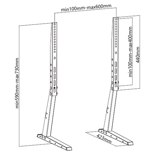 P3770 - Support Pieds - Universels - Passes Câbles - 35 Kilos - Noir