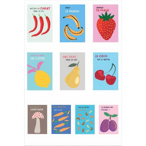10 affiches 10x15 cm TETE DE FRUIT Divers modèles