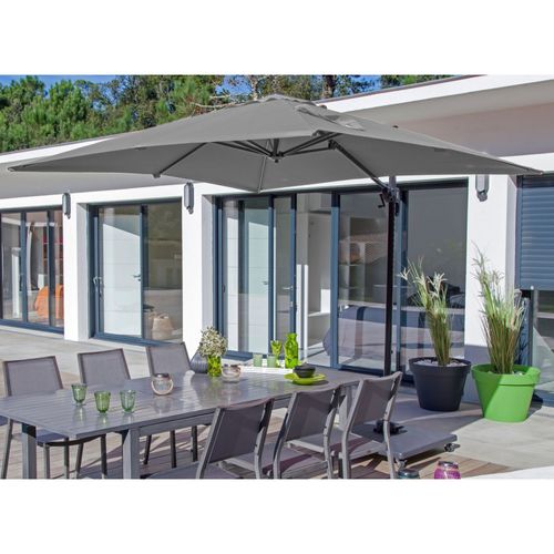 Parasol Déporté Rectangulaire En Aluminium 3x4m Roma Taupe