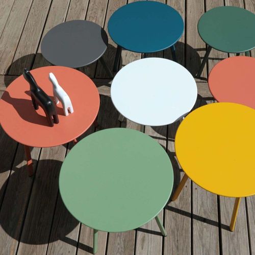 Table Basse De Jardin En Acier Massai 40 Cm Blanc