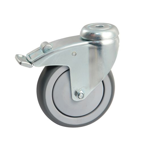 Roulette Grise Platine Ronde 125mm Pivotante Avec Frein - Avl - 550893o