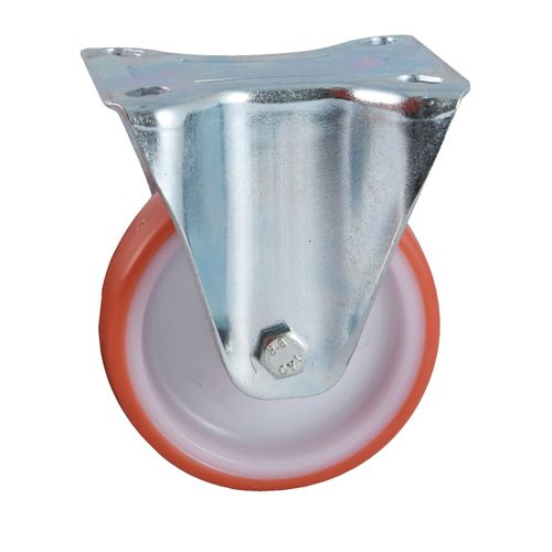 Roulette D100mm Polyuréthane Rouge Platine Fixe - Avl - 504822o