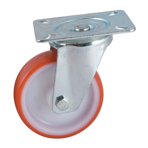 Roulette D100mm Polyuréthane Rouge Platine Pivotante - Avl - 504832o