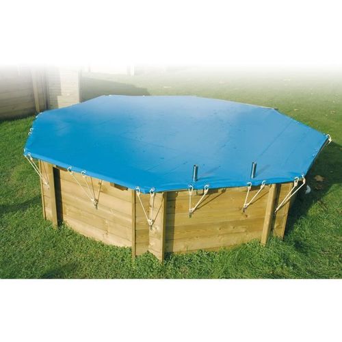 Bâche D'hiver Et De Sécurité Pour Piscine Bois - Octogonale 400x610 - 550gr - Nf P 90-308