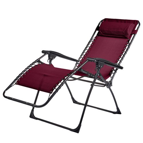 Lot De 2 Fauteuils Relax En Acier - Pliant - Bordeaux - Palavas