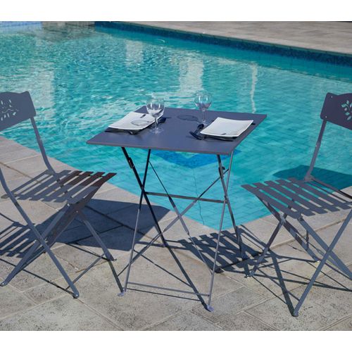 Table De Jardin Pliante - 2 Places - Gris Anthracite - Florence