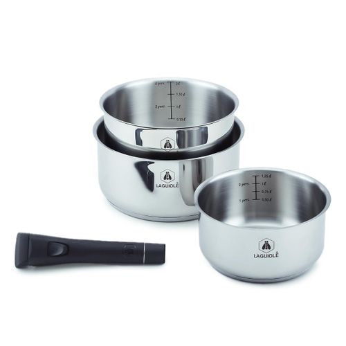 Set De 3 Casseroles Inox Amovible 16/18/20cm - "réactif"