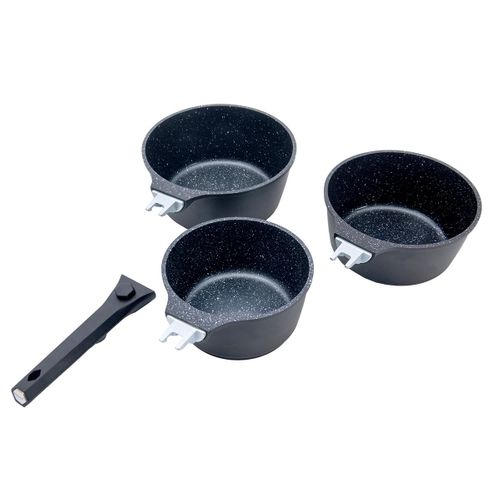 Set De 3 Casseroles Noir Amovible 16/18/20cm - "alizée"