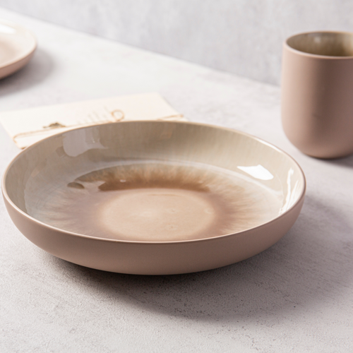 Lot De 6 Assiettes Creuses Taupe - "iris"