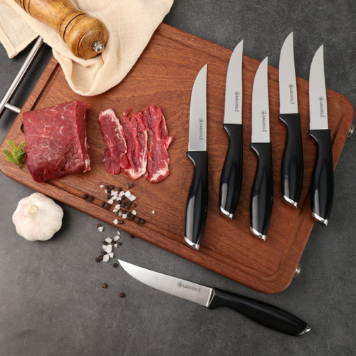 Set De 6 Couteaux à Steak En Acier Noir - "lumin"