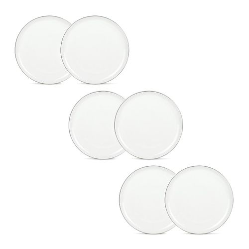 Lot De 6 Assiettes Plates Blanc - "sélène"
