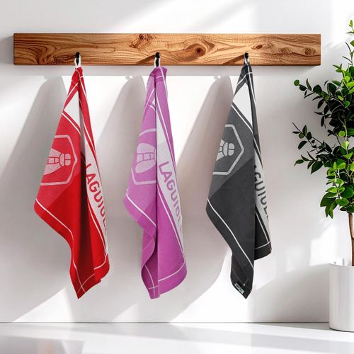 Lot De 3 Torchons Jacquard 50x70cm Noir -  "miel"