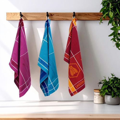 Lot De 3 Torchons Jacquard 50x70cm Mauve - "tartan"