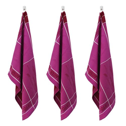 Lot De 3 Torchons Jacquard 50x70cm Mauve - "tartan"