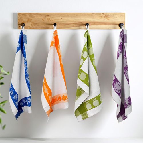 Lot De 3 Torchons Nid D'abeilles 50x70cm Vert -  "carré"