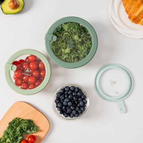 Lot De 3 Boîtes En Verre Rondes Avec Couvercle 400/650/950ml