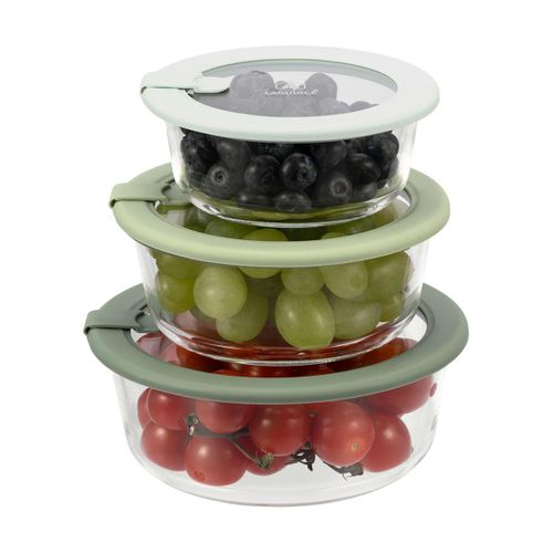 Lot De 3 Boîtes En Verre Rondes Avec Couvercle 400/650/950ml