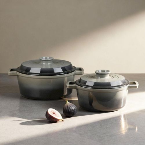 Cocotte En Fonte Ronde 20cm - "masseiron Ardoise"