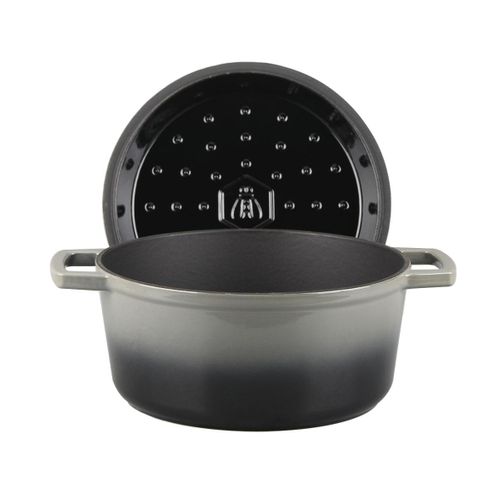Cocotte En Fonte Ronde 25cm - "masseiron Ardoise"
