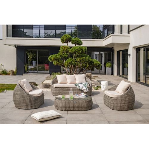 Salon De Jardin 5 Places En Résine Tressée Rondee - Pvc-isa-salon