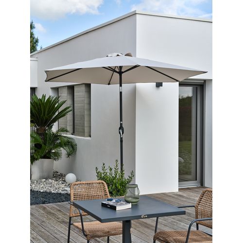 Parasol Marbella à Manivelle En Aluminium Gris Anthracite Et Polyester Gris - Marbella