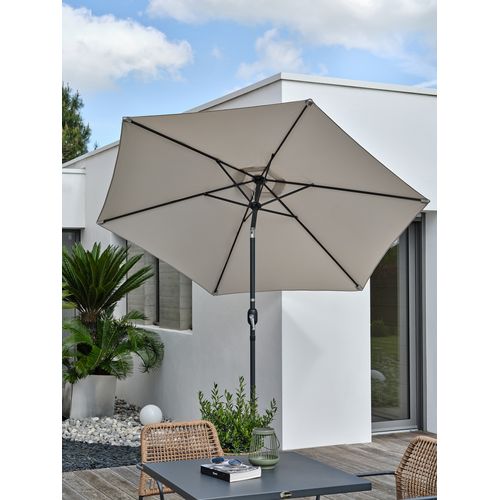 Parasol Marbella à Manivelle En Aluminium Gris Anthracite Et Polyester Gris - Marbella