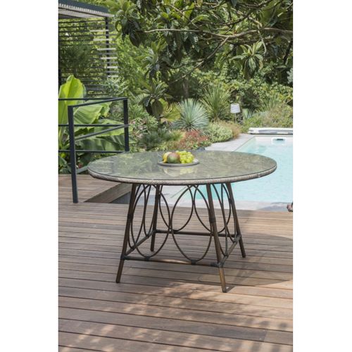 Table De Jardin Ushuaia Ronde 125 Cm En Aluminium Plateau Verre - Ushuaia