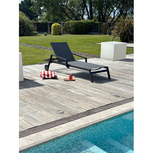 Bain De Soleil Ibiza En Aluminium Et Textilène Anthracite - Ibiza