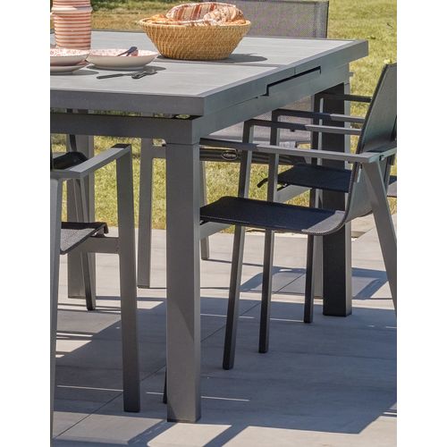 Table De Jardin Venise En Aluminium Anthracite Plateau Céramique Gris - Venise