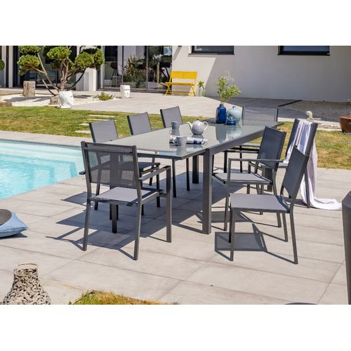 Ensemble Repas 8 Places En Aluminium Et Plateau Verre - Tolede