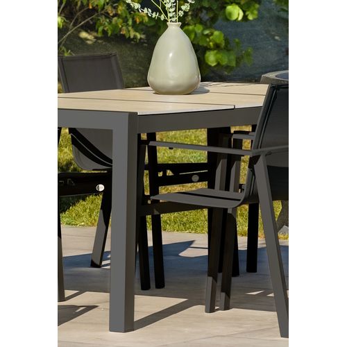 Table De Jardin Venise En Aluminium Anthracite Plateau Céramique Beige - Venise