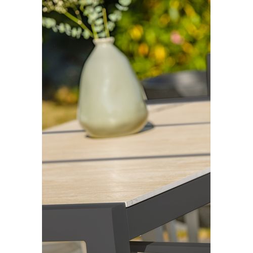 Table De Jardin Venise En Aluminium Anthracite Plateau Céramique Beige - Venise